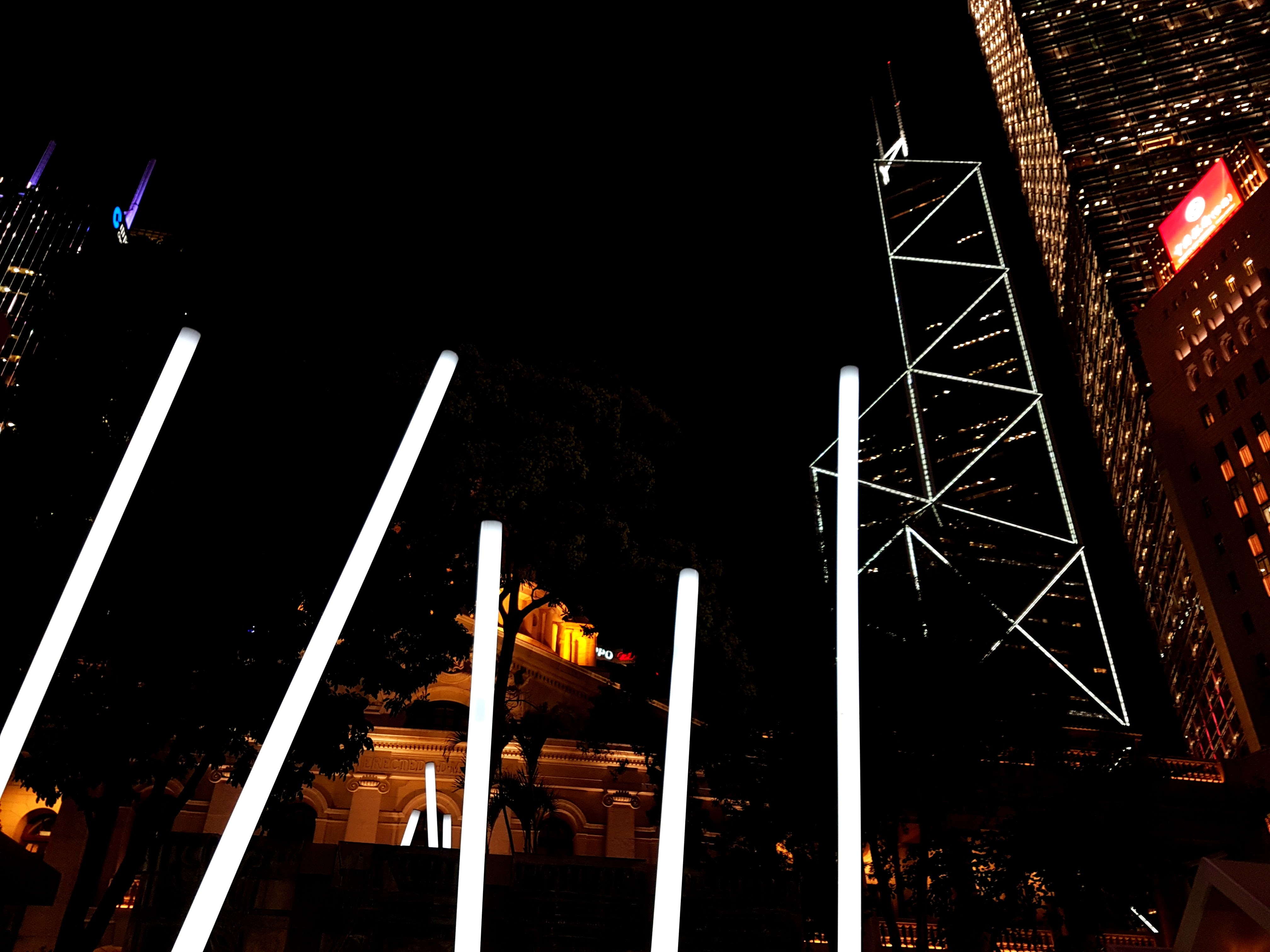 The Bamboo Garden in Central lit up during the Lumieres HK Festival